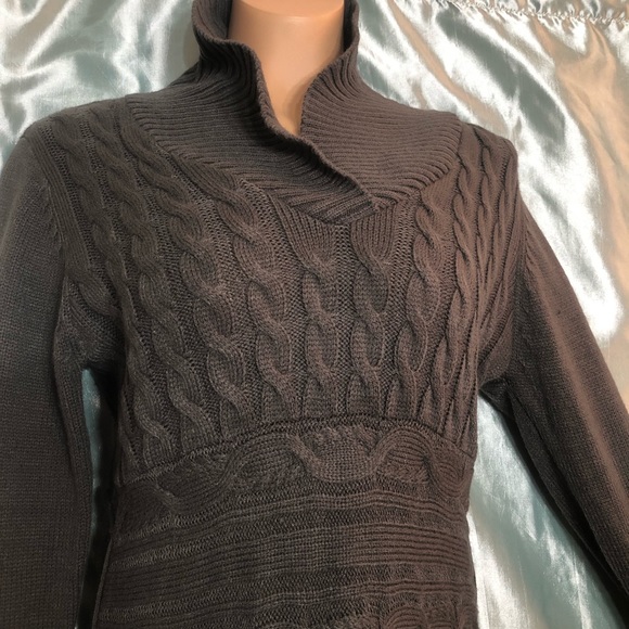 Grey cabled classy sweater dress, L - Picture 2 of 7